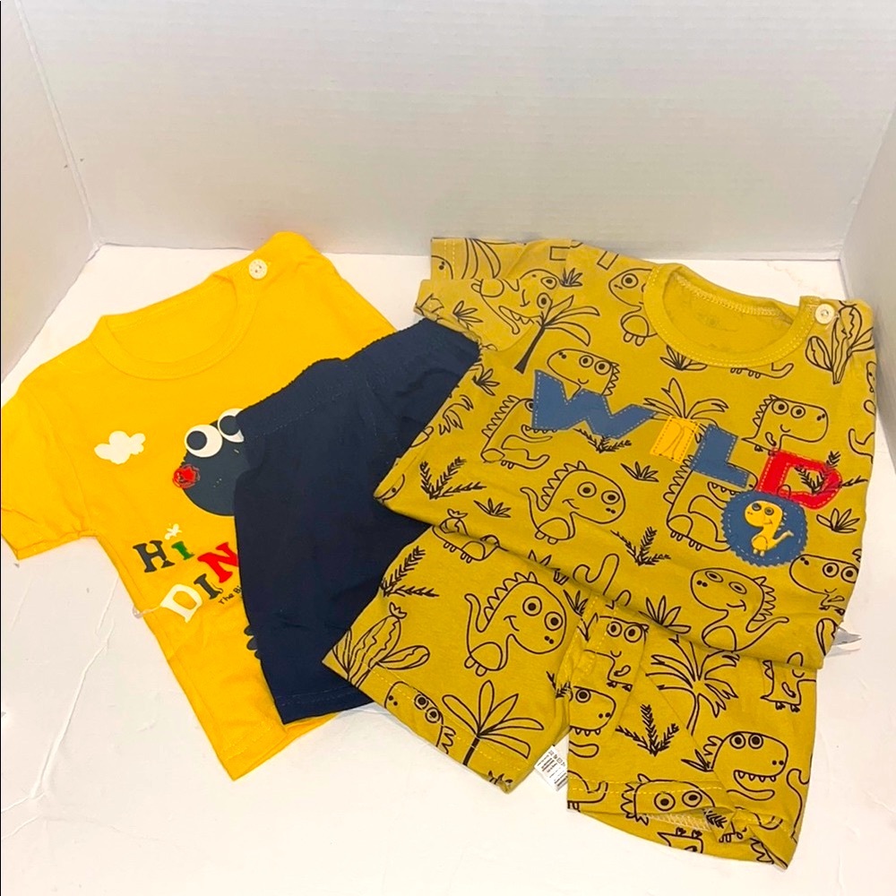 Pair of Print Matching Sets- Yellow and Navy